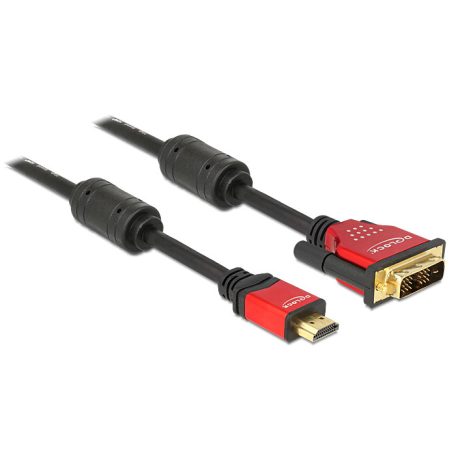 DeLock HDMI male to DVI-D (Dual Link) (24+1) male kábel 3m Black