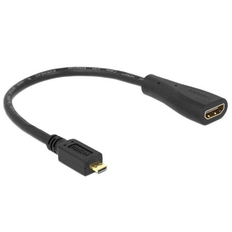 DeLock HDMI-micro D male to HDMI-A female kábel 23cm Black