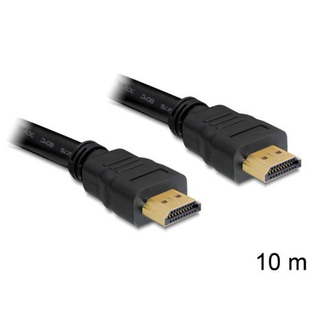 DeLock High Speed HDMI-kábel típusú Ethernet – HDMI A dugós > HDMI A dugós 10m Black