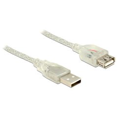   DeLock Extension cable USB 2.0 Type-A male > USB 2.0 Type-A female 1m transparent