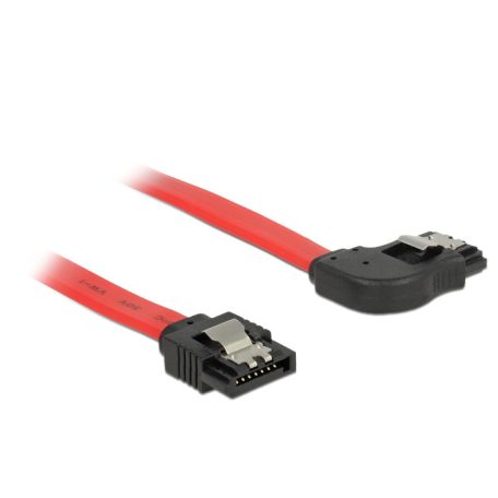 DeLock Cable SATA 6 Gb/s male straight > SATA male right angled 70cm Red Metal