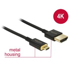   DeLock Cable High Speed ​​HDMI Ethernet - HDMI-A male> HDMI Micro-D dugó 3D 4K 1,5 m Slim High Quality