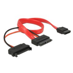   DeLock Cable Slim SATA female > SATA 7 pin + SATA 15 pin 5 V 30cm