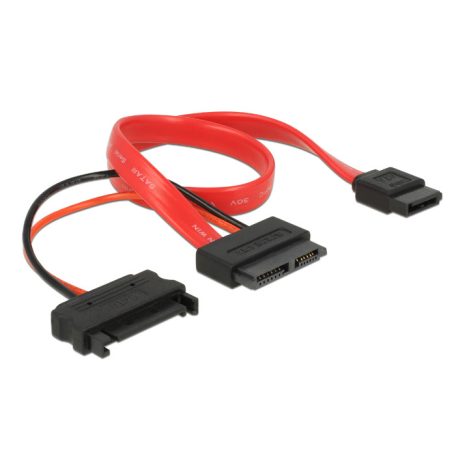 DeLock Cable Slim SATA female > SATA 7 pin + SATA 15 pin 5 V 30cm