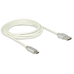   DeLock Data and Charging Cable USB 2.0 Type-A male>USB 2.0 Micro-B male with textile shielding white 200cm