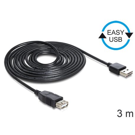 DeLock Extension cable EASY-USB 2.0 Type-A male > USB 2.0 Type-A female Black 3m