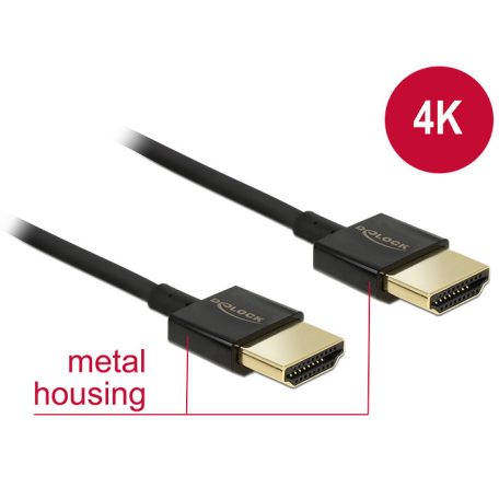 DeLock Cable High Speed HDMI with Ethernet - HDMI-A male > HDMI-A male 3D 4K 0.5 m Slim High Quality