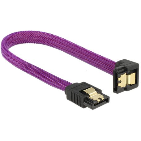 DeLock SATA cable 6 Gb/s 20cm down / straight metal Purple Premium