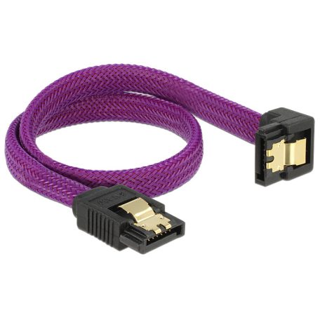 DeLock SATA cable 6 Gb/s 30cm down / straight metal Purple Premium