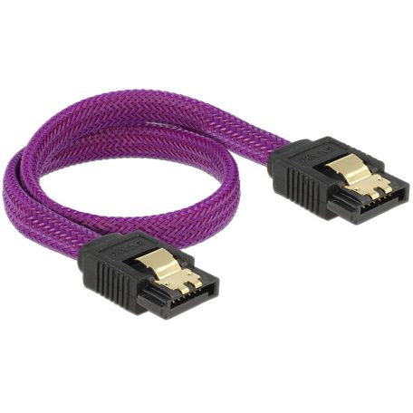 DeLock SATA cable 6 Gb/s 30cm straight / straight metal Purple Premium