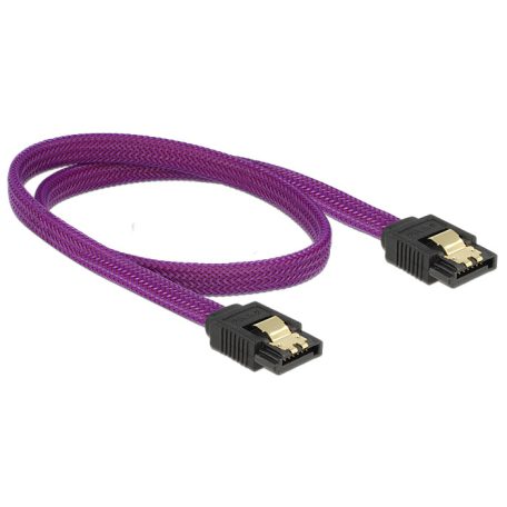 DeLock SATA cable 6 Gb/s 50cm straight / straight metal Purple Premium