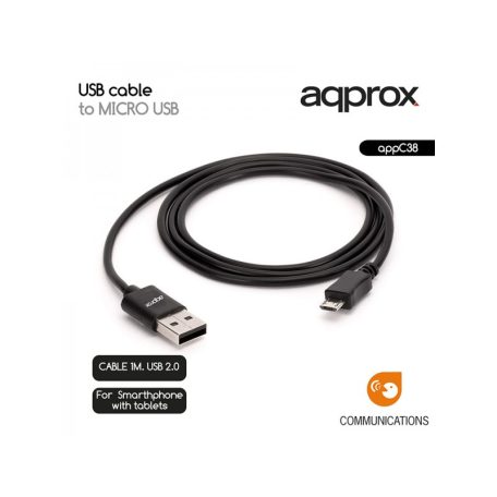 Approx APPC38 microUSB - USB kábel 1m Black