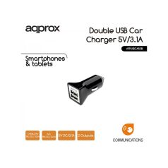 Approx APPUSBCAR31B Double USB Car Charger 3.1A Black