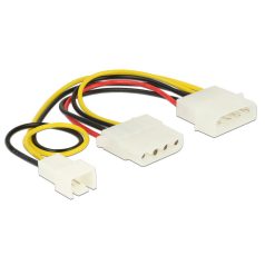   DeLock Power Cable 4 pin male > 1x 4 pin female + 1x 3 pin male (fan) 14cm