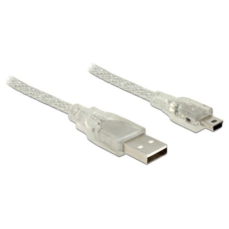 DeLock Cable USB 2.0 Type-A male > USB 2.0 Mini-B male 0,5m transparent