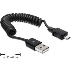   DeLock Cable USB 2.0-A male > USB micro-B male coiled cable 0,6m Black