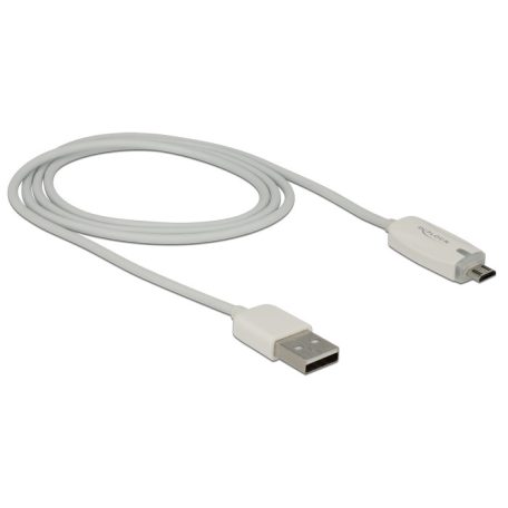 DeLock Data- and power cable USB 2.0-A male > Micro USB-B male with LED indication White