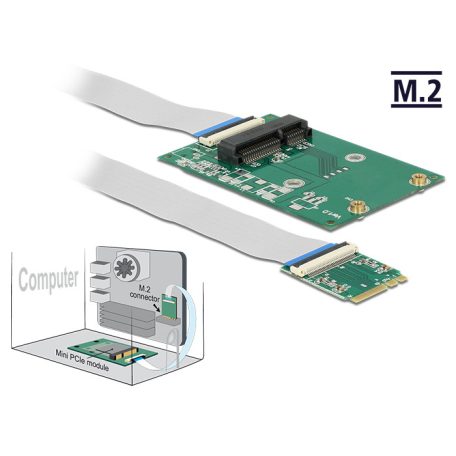 DeLock Converter M.2 Key A+E male > 1x Mini PCIe Slot half size / full size with flexible cable