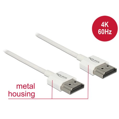 DeLock Cable High Speed HDMI with Ethernet - HDMI-A male > HDMI-A male 3D 4K 2m Slim High Quality