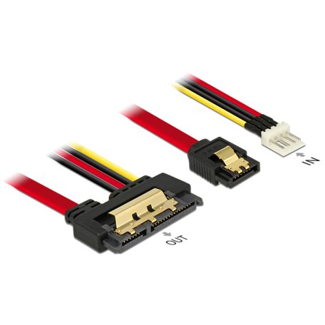 DeLock Cable SATA 6Gb/s 7pin receptacle+Floppy 4pin power male>SATA 22pin receptacle straight metal 30cm