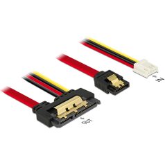   DeLock Cable SATA 6Gb/s 7pin receptacle+Floppy 4pin power female>SATA 22pin receptacle straight metal 30cm