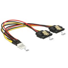   DeLock Cable Power Floppy 4pin male > 2x SATA 15pin female metal 20cm