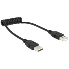 DeLock Cable USB 2.0-A male / male coiled cable