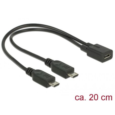 DeLock Cable USB micro B female > 2xUSB micro-B male 20cm Black