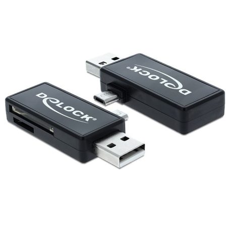 DeLock Micro USB OTG + USB A male Card Reader Black