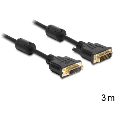 DeLock DVI-D (Dual Link) (24+1) male > DVI-D (Dual Link) (24+1) female 3m Extension cable Black