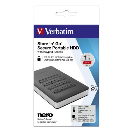 Verbatim 1TB 2,5" USB3.1 Store "n" Go Secure Portable HDD Black