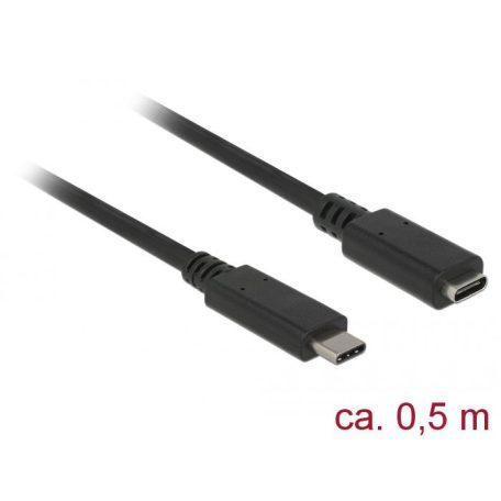 DeLock SuperSpeed USB3.1 Gen1 USB Type-C male > female 3 A cable 0,5m Black