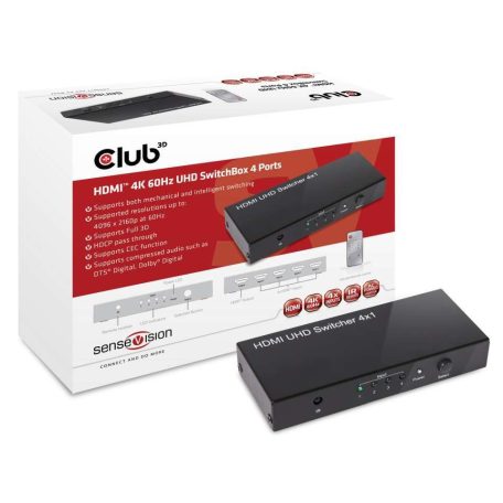 Club3D SenseVision HDMI 2.0 UHD 4 port Switchbox