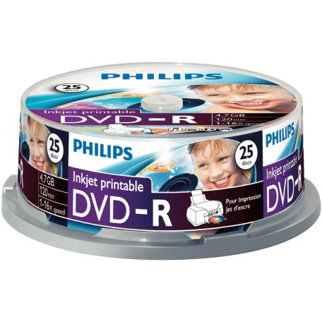 Philips DVD-R 4,7Gb 16x Hengeres nyomtatható 25db/csomag (25-ös címke)