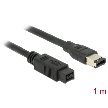 DeLock FireWire 9 pin male > 6 pin male cable 1m Black