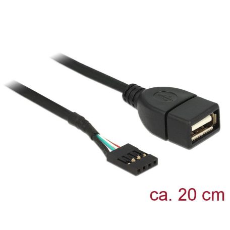 DeLock USB Pin header female > USB 2.0 type-A female Cable 20cm Black