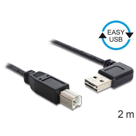 DeLock EASY-USB 2.0 Type-A male angled left / right > USB 2.0 Type-B male cable 2m Black