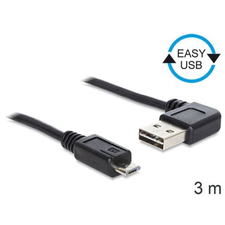 DeLock EASY-USB 2.0 Type-A male angled left / right > USB 2.0 Type Micro-B male 3m Cable