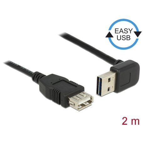 DeLock Extension cable EASY-USB 2.0 Type-A male angled up / down > USB 2.0 Type-A female 2m Black