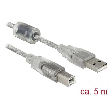 DeLock USB 2.0 Type-A male > USB 2.0 Type-B male 5m Transparent Cable