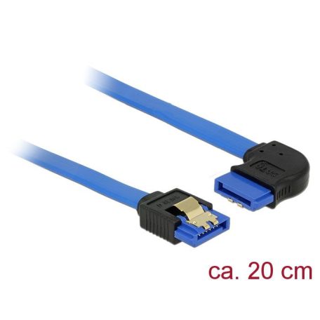 DeLock SATA 6 Gb/s receptacle straight > SATA receptacle right angled 20 cm blue with gold clips Cable