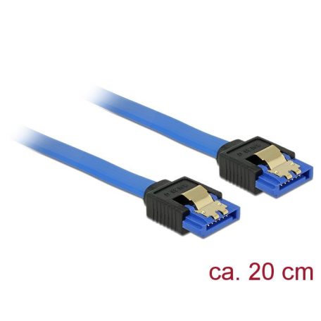 DeLock SATA 6 Gb/s receptacle straight > SATA receptacle straight 20 cm blue with gold clips Cable