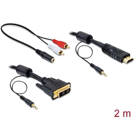 DeLock DVI-D (Single Link) (18+1) - HDMI with 3,5mm female to 2xRCA male cable 2m