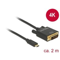   DeLock USB Type-C male > DVI-D (24+1 Single Link) male (DP Alt Mode) 4K 30 Hz 2m Black