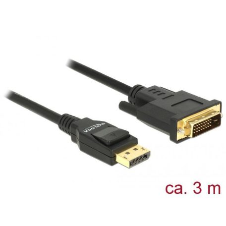 DeLock Displayport 1.2 male > DVI-D (24+1 Single Link) male passive 3m Black Cable