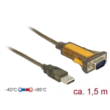 DeLock USB 2.0 Type-A male > 1xSerial RS-232 DB9 extended temperature range