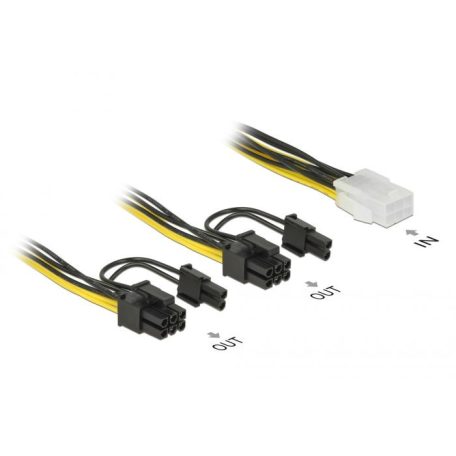 DeLock PCI Express power cable 6 pin female > 2x 8 pin male 15cm