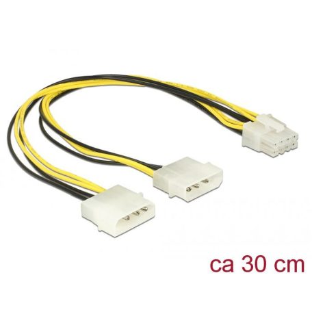 DeLock Power cable 2x 4 pin Molex male > 8 pin EPS male 30cm