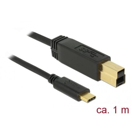 DeLock USB 3.1 Gen 2 (10 Gbps) cable Type-C to Type-B 1m Black