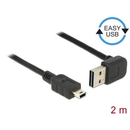 DeLock EASY-USB 2.0 Type-A male angled up / down > USB 2.0 Type Mini-B male 2m Cable Black